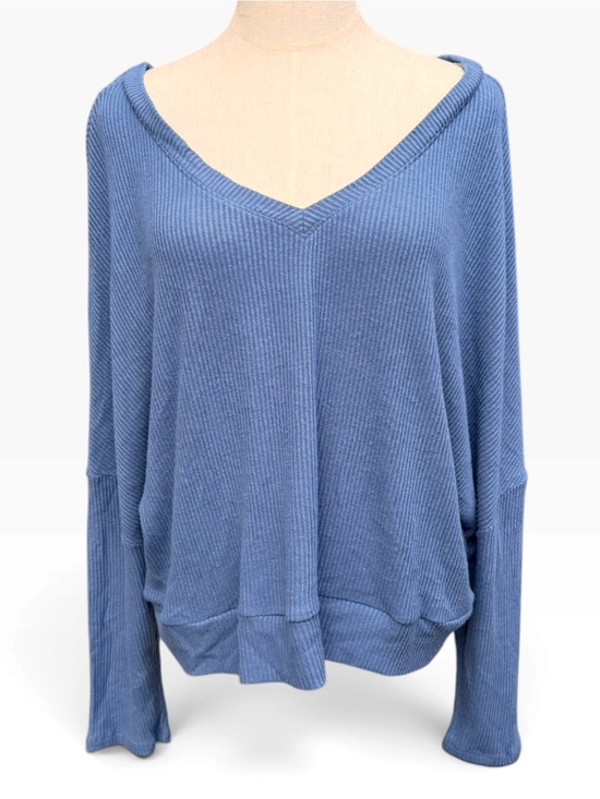 Auden Sweaters - Auden Blue Ribbed V-Neck Sleep Top XXL Oversized Lounge Shirt